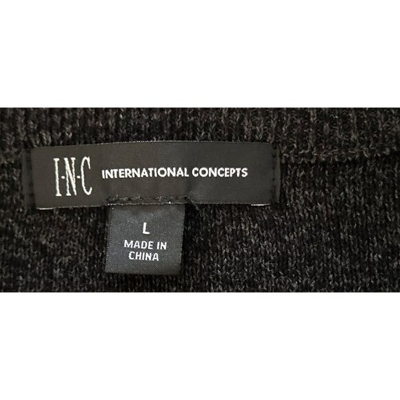INC International Concepts Sweater Crewneck Gray White Stripe - Picture 6 of 8